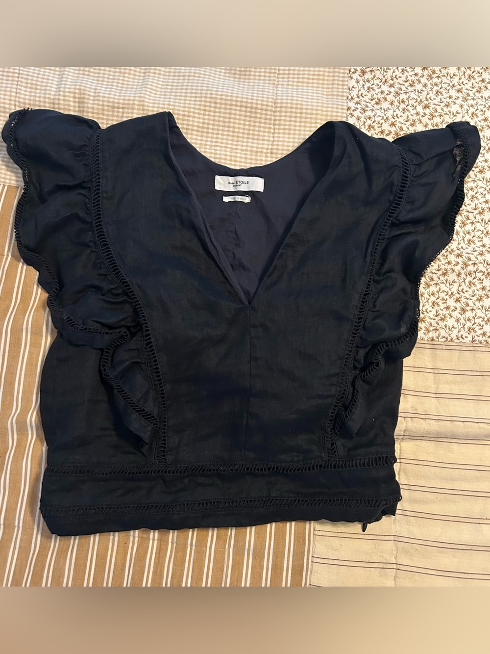 Isabel Etoile Marant April ruffle linen black blouse size 38